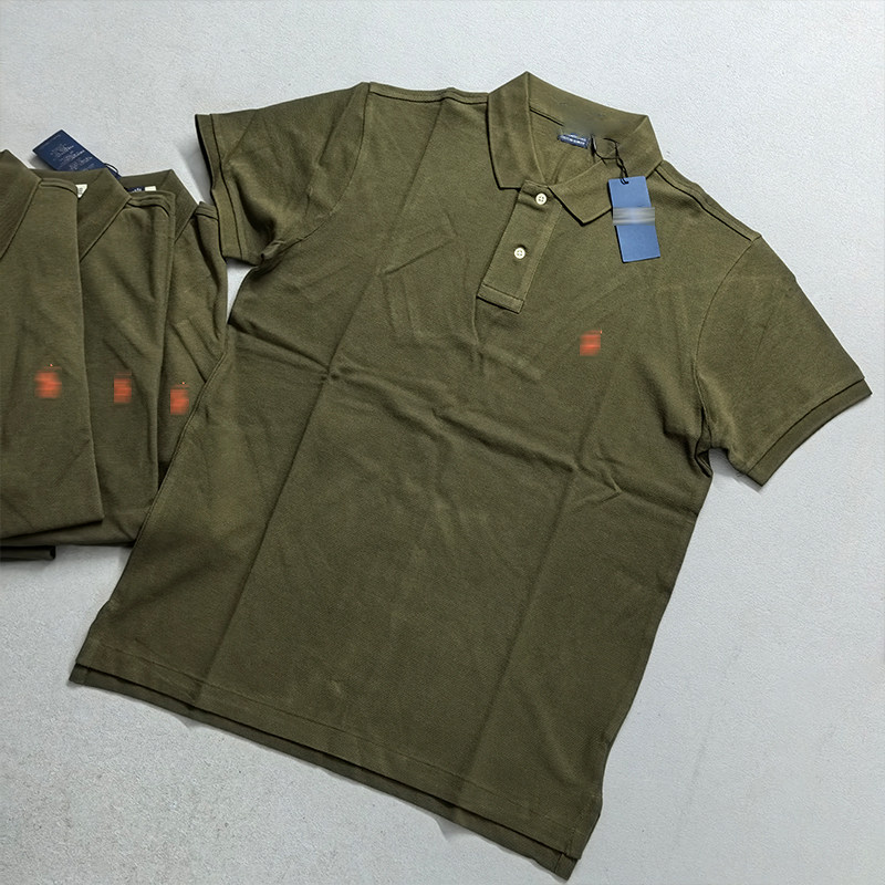 新款两扣翻领POLO衫男直筒版型短袖反领 纯棉美式休闲风 小刺绣