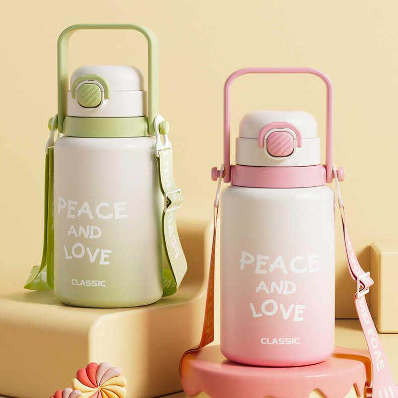 加比兔316不锈钢双饮保温杯高颜值学生水壶手提便携保温杯保冷杯