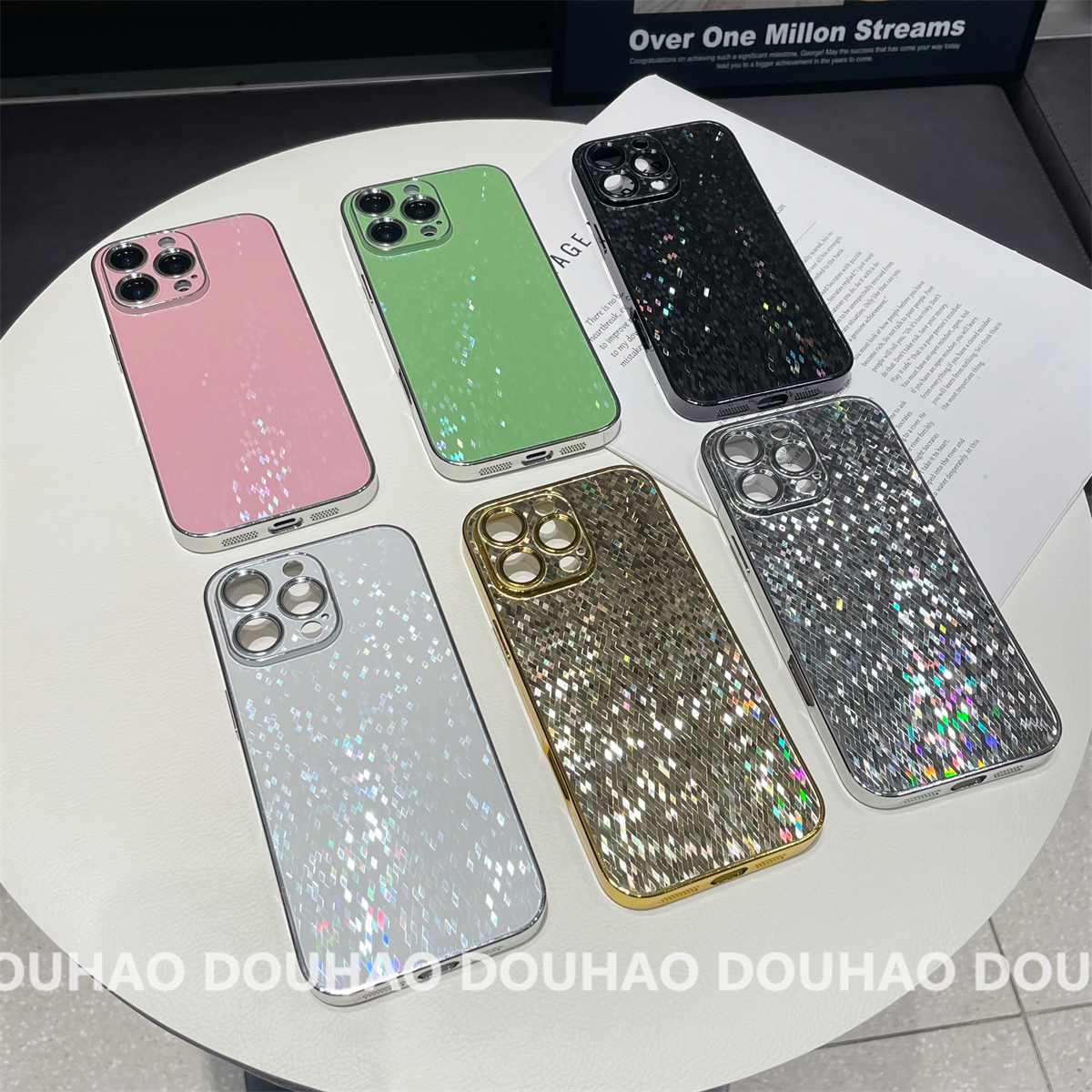 适用于苹果16Promax手机壳ins风菱格亮闪电镀边框轻奢iPhone15/14/13/12全包防摔保护套