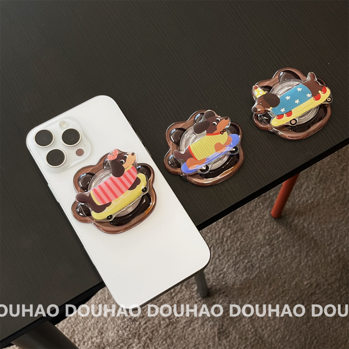 磁吸气囊支架猫爪腊肠小狗网红ins风可升降伸缩拆卸加厚可爱桌面