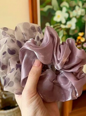 紫色浪漫慵懒蓬松大肠发圈头绳2026新款波点橡皮筋绑头发女发绳