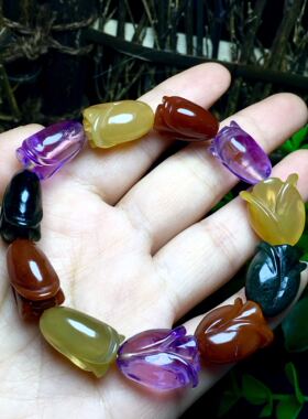 天然绿幽灵水晶金蟾手链