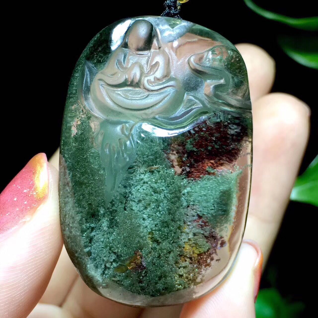 天然巴西绿幽灵悟道风保平安吊坠