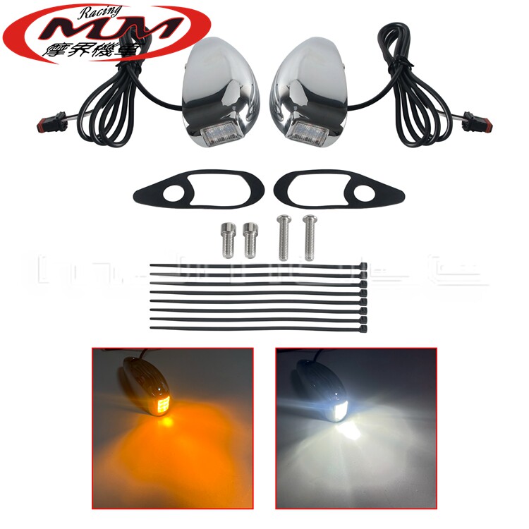 摩托车改装件适用哈雷公路滑翔FLTRX/FLTRU/FLTRK镀铬色LED转向灯