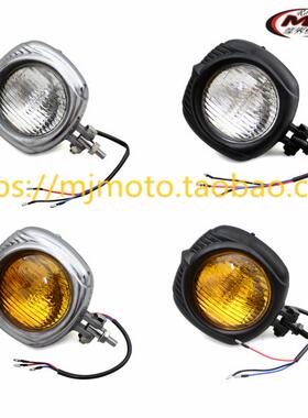 哈雷街跑摩托车复古改装通用方形风格前大灯H4 12V 55/60W前照灯