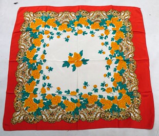 富贵牡丹 100%SILK 双绉大方巾 桑蚕丝方巾 真丝围巾