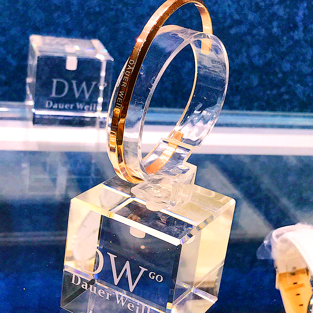 正品代购纯银dw玫瑰金手镯男女情侣一对新款DauerWeill开口CK手环