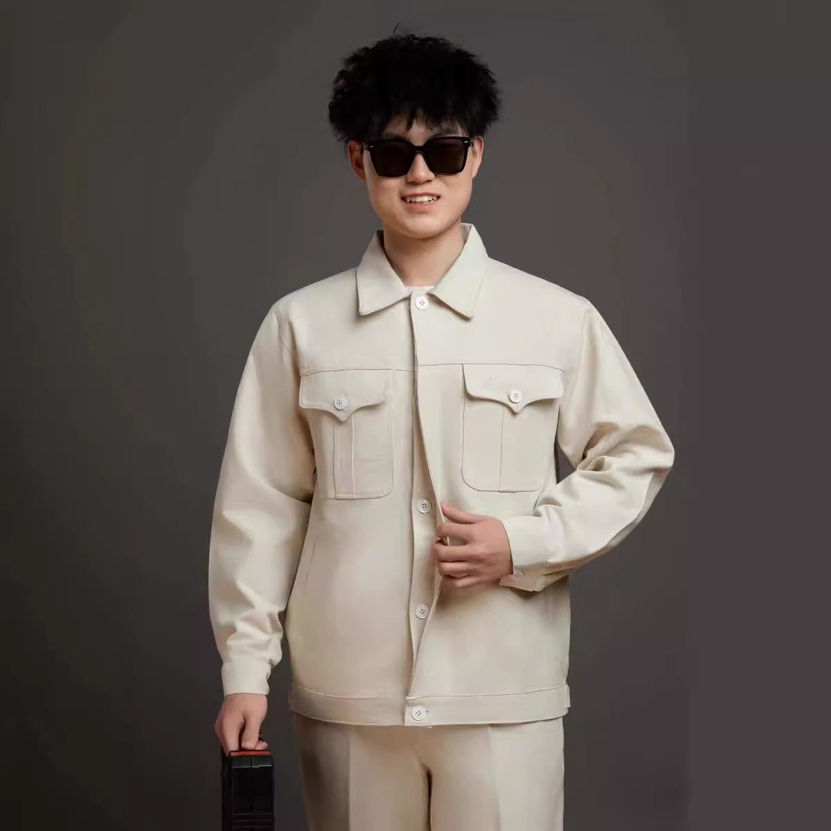 中核二三工作服中核五公司电焊服套装船厂抗火花耐磨帆布劳保服装