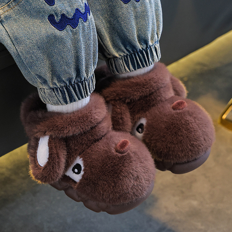 可爱小狗高包跟棉鞋女童男孩2025新款幼儿园可外穿加绒保暖雪地靴