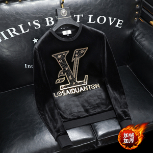 秋冬装新款金丝绒加绒加厚卫衣 7303P115,男装卫衣,电商D302