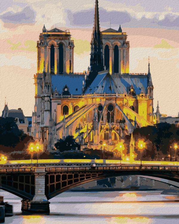 diy数字油画填充油彩画手工减压填色画巴黎圣母院