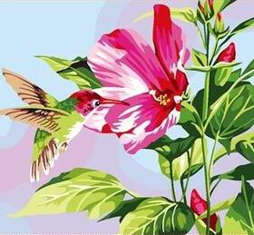 diy数字手绘填色花卉客厅油彩画