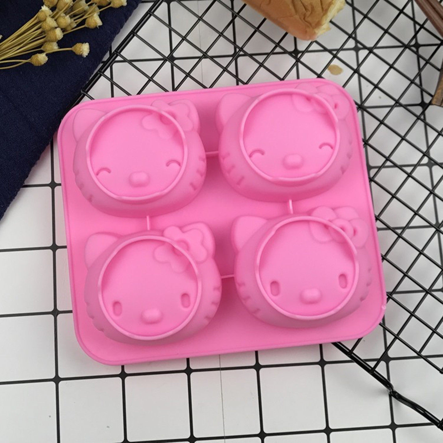 卡通猫头造型硅胶模具DIY巧克力蛋糕布丁手工皂家用烘焙工具耐温