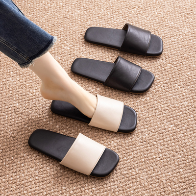 高端全真皮拖鞋家居室内地板拖鞋