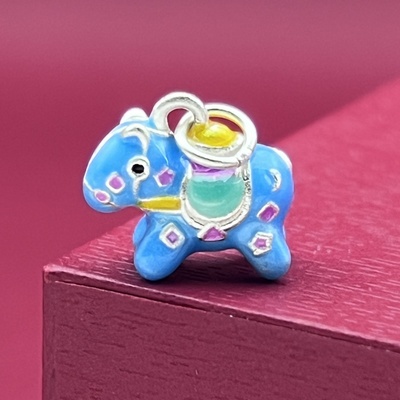 纯银3D挂坠生肖马元宝马