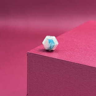 足银999菱形珐琅彩胶烤蓝纯银3D工艺散珠隔珠DIY银饰配件编绳手链