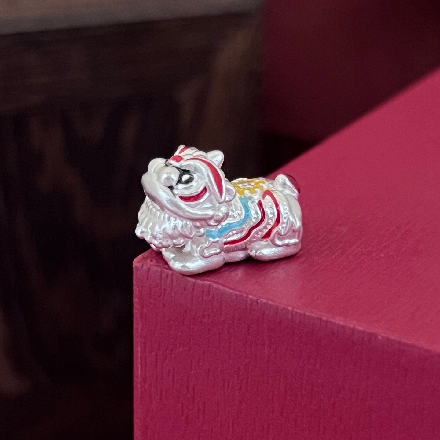 999足银醒狮珐琅彩手链隔珠图片