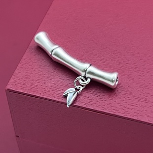 足银999配件纯银竹节半镯弯管做旧3D编绳文玩隔珠DIY手链手串配饰