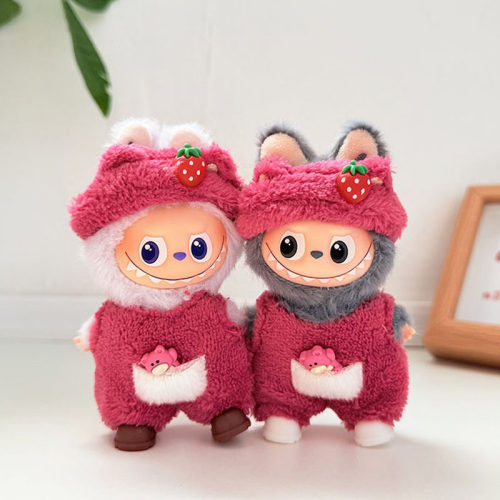 4代迷你labubu衣服发带草莓熊套装心底密码拉布布娃衣可爱萌潮酷