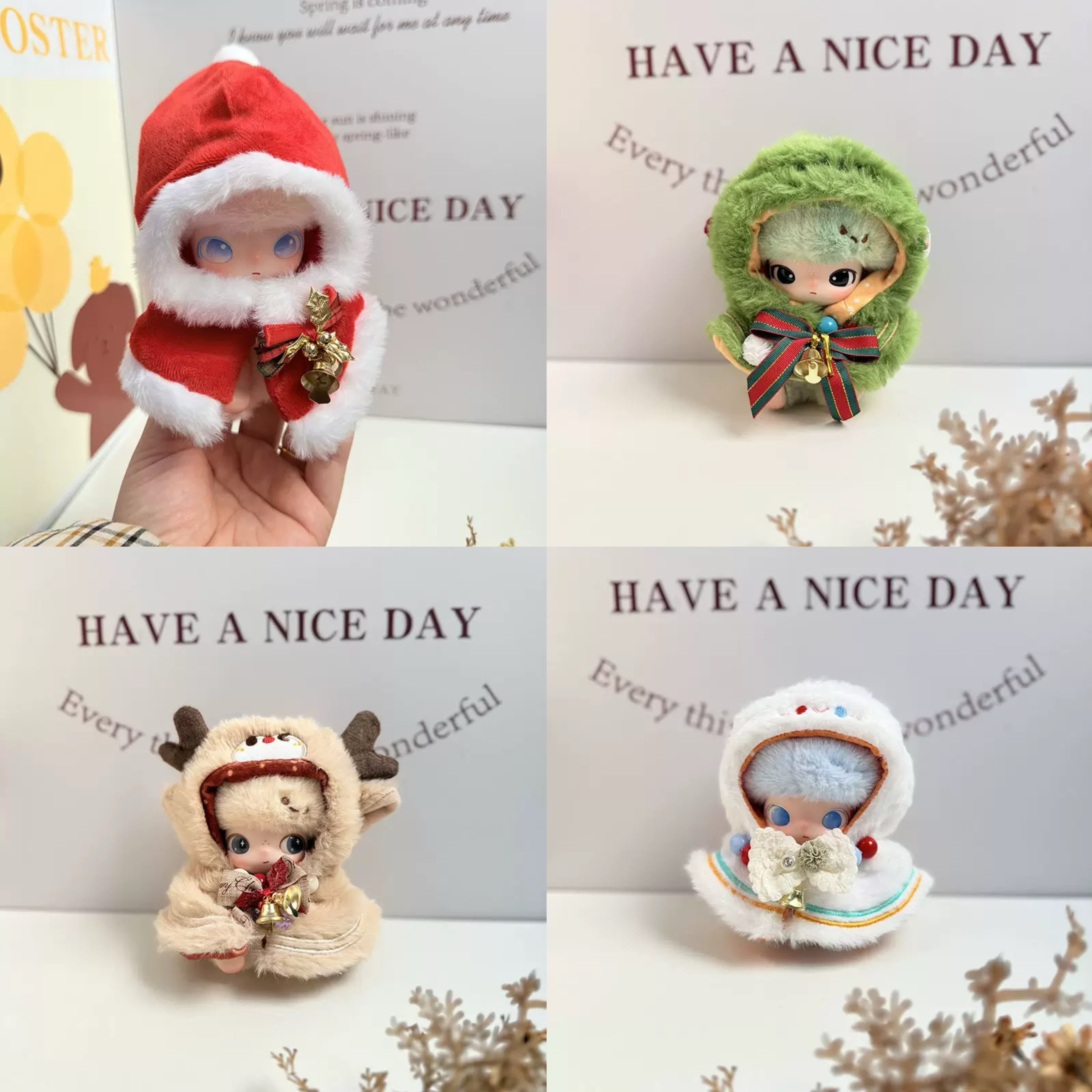 RMAX新生日记系列DIMOO娃衣搪胶毛绒挂件冬日圣诞服盲盒替换衣服