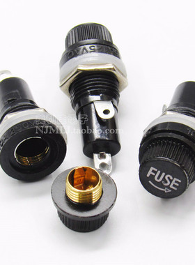 FUSE保险丝管座5*20MM黑色旋钮6X30MM玻璃管座熔断器座耐高温胶木