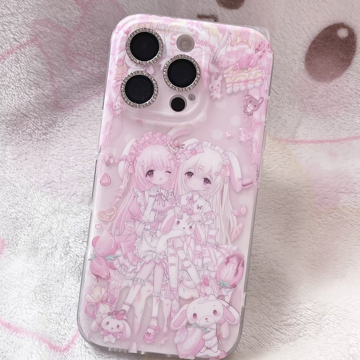 粉红甜点兔女孩兔适用15苹果14ProMax手机壳iPhone12全包14可爱13Pro软17Promax防摔11保护套16女Xsmax软6/5s