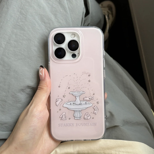 夏日喷泉戏嬉水白兔适用15苹果14ProMax手机壳iPhone12全包14可爱13Pro软15Promax防摔11保护16女X软8白底imd