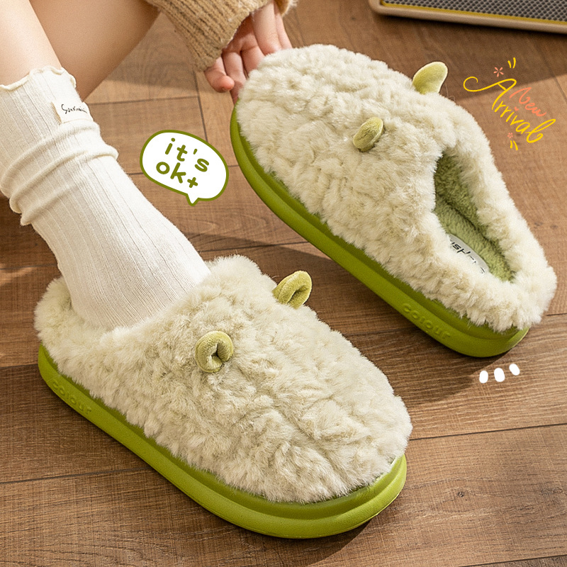 棉拖鞋女2025新款秋冬季居家室内保暖脚鞋厚底情侣加绒毛拖鞋