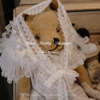 列维斯蕾丝荷叶边法式头巾三角巾