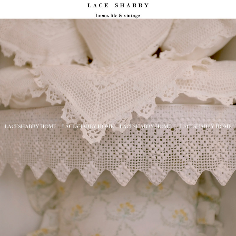 새로운 프랑스 레트로 빈티지 손으로 짠 중년 화이트 코튼 레이스 DIY 캐비닛 웰트