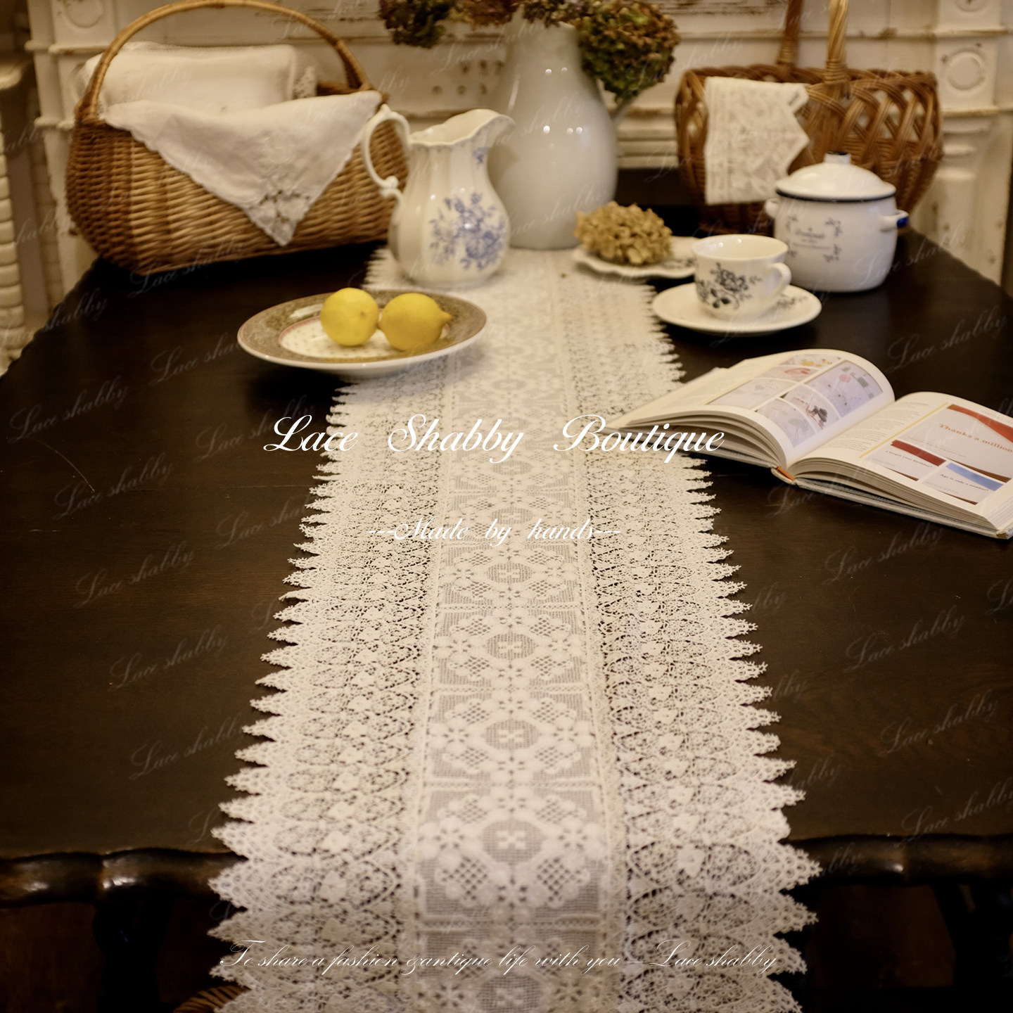 治愈系的家！LACESHABBY中古风法式镂空刺绣白色棉质蕾丝桌布桌旗,居家布艺,桌布,淘宝优惠券,粉丝福利购,淘宝优惠卷