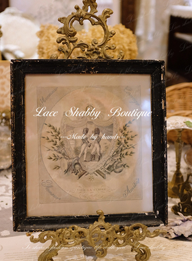 LACESHABBY艺术收藏！中古vintage黄铜錾刻巴洛克雕花画架展示架