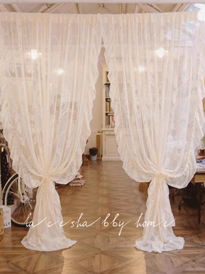 新款复古风洛可可荷叶边百褶窗帘