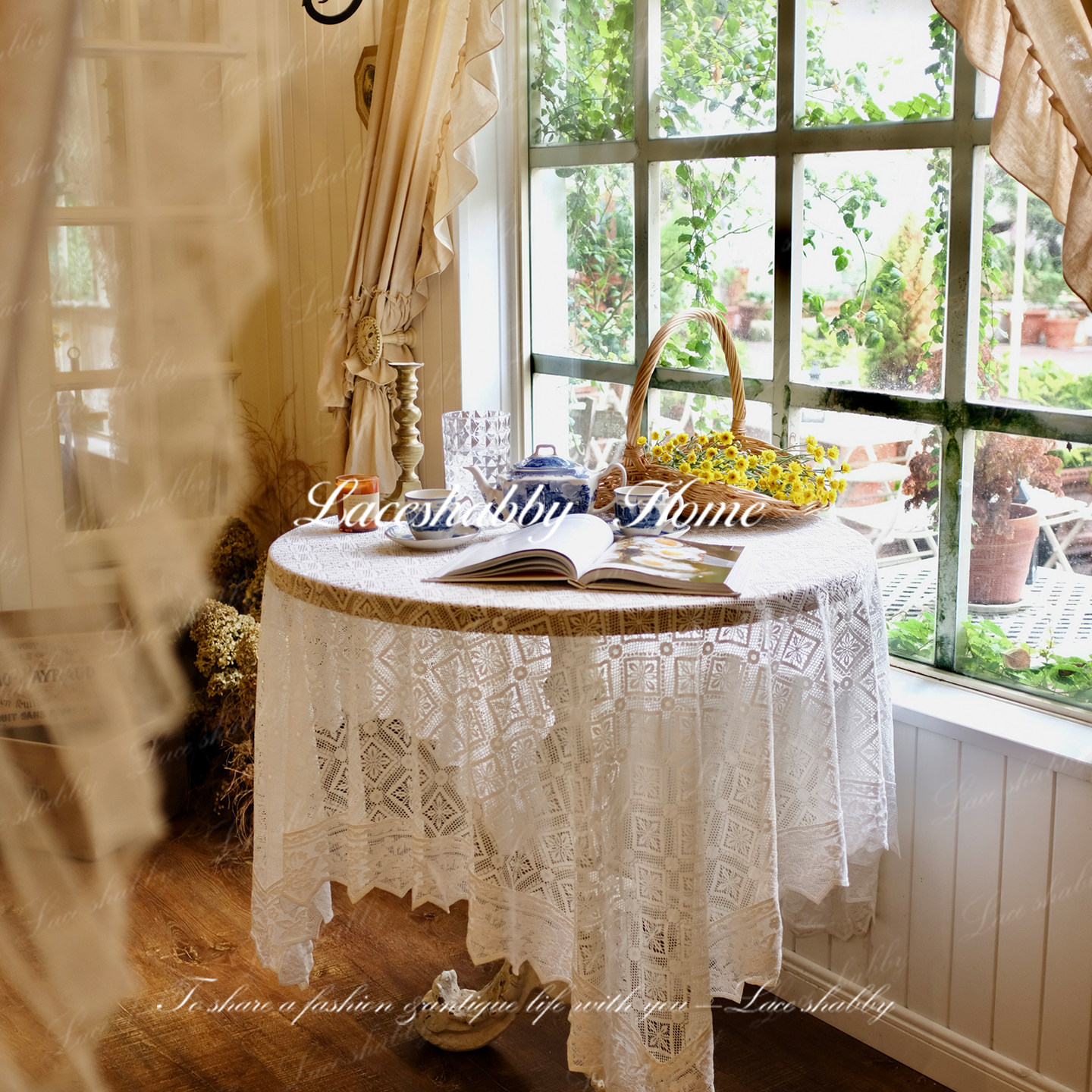 太浪漫了！LACESHABBY法国进口列维斯蕾丝镂空碎花仙女桌布盖巾,居家布艺,桌布,淘宝优惠券,粉丝福利购,淘宝优惠卷