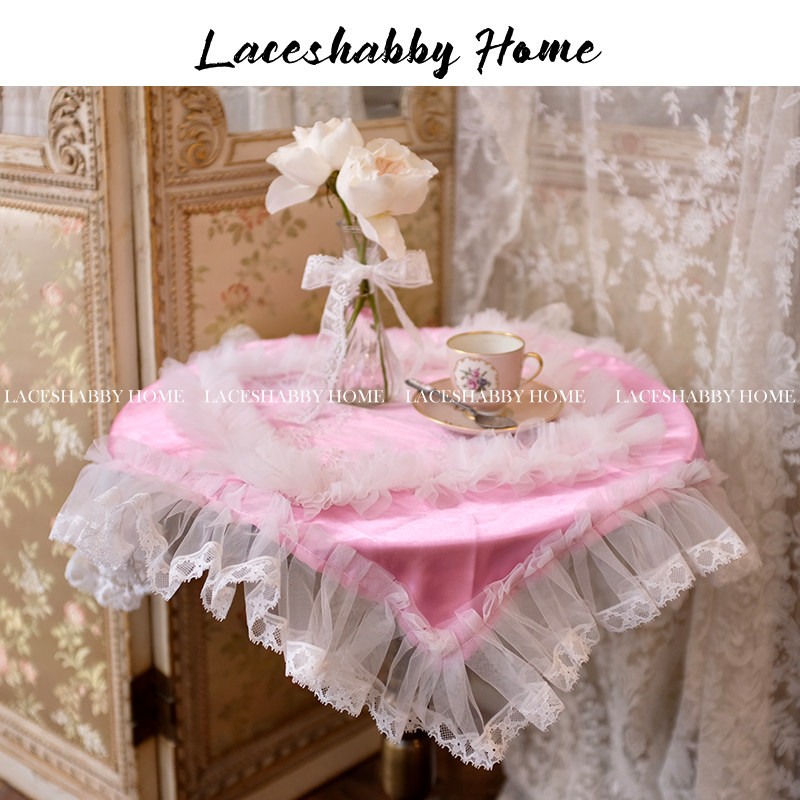LACESHABBY 새로운 사용자 정의 유럽 복고풍 스타일의 작은 신선한 레이스 새틴 부드러운 플레이스 매트 테이블 매트 식탁보