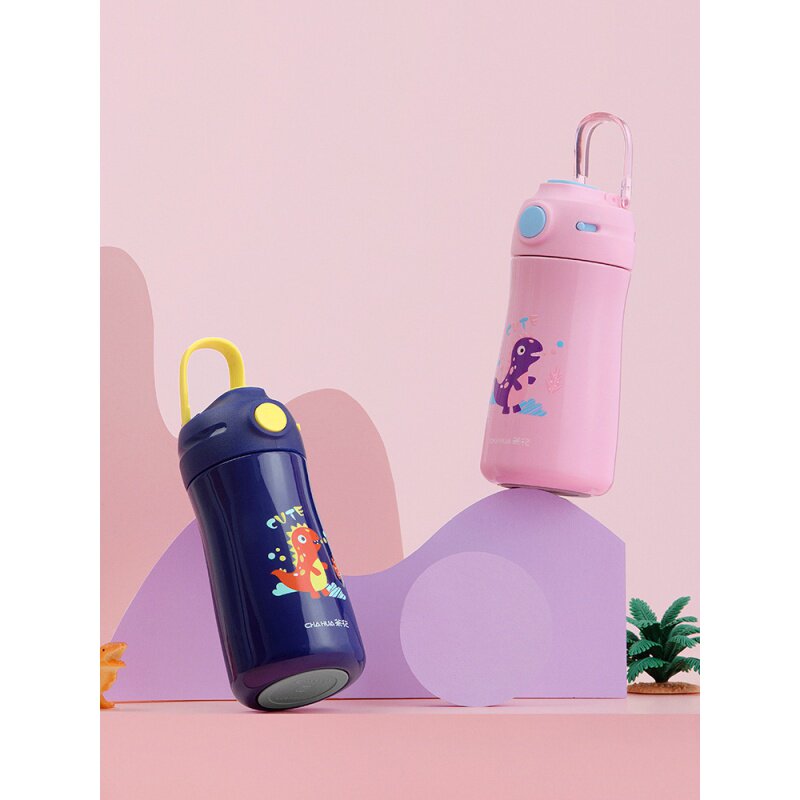 茶花不锈钢保温杯卡通儿童按键弹