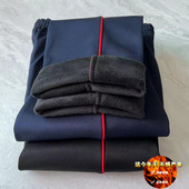 子男女学生直筒保暖中小学生校裤 冬季 加绒加厚一条杠细红边校服裤