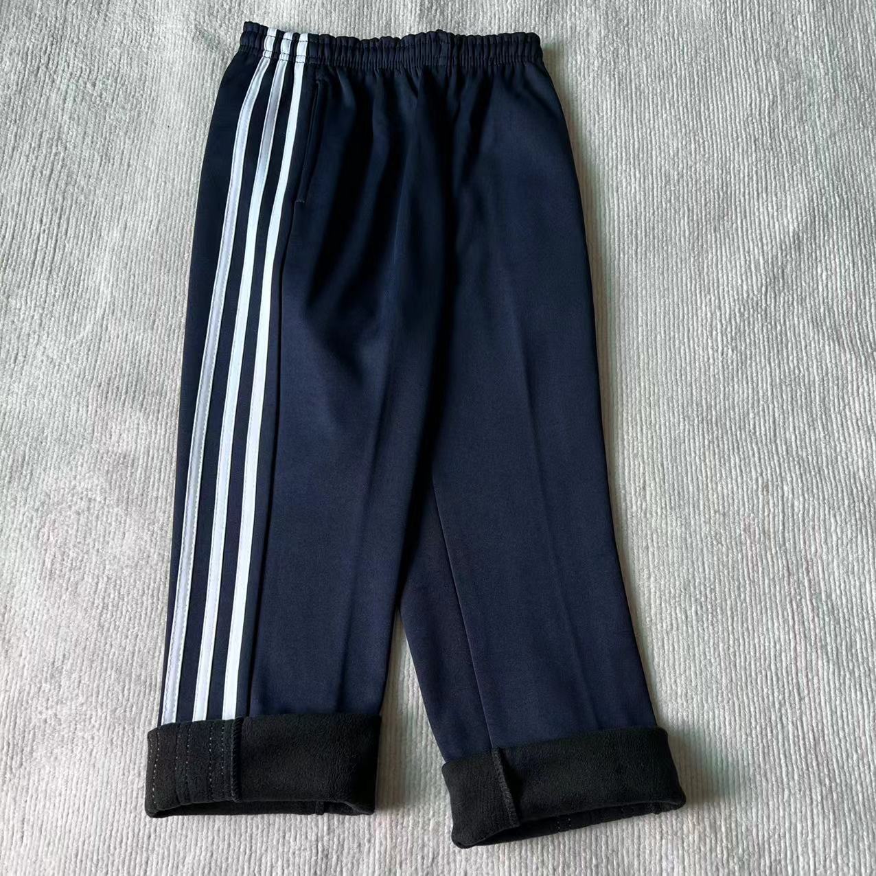 冬季校服裤子加绒三道杠白边条运运动长裤