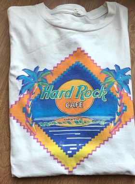 HardRock硬石餐厅摇滚短袖男女情侣款vintage高街潮牌宽松纯棉T恤