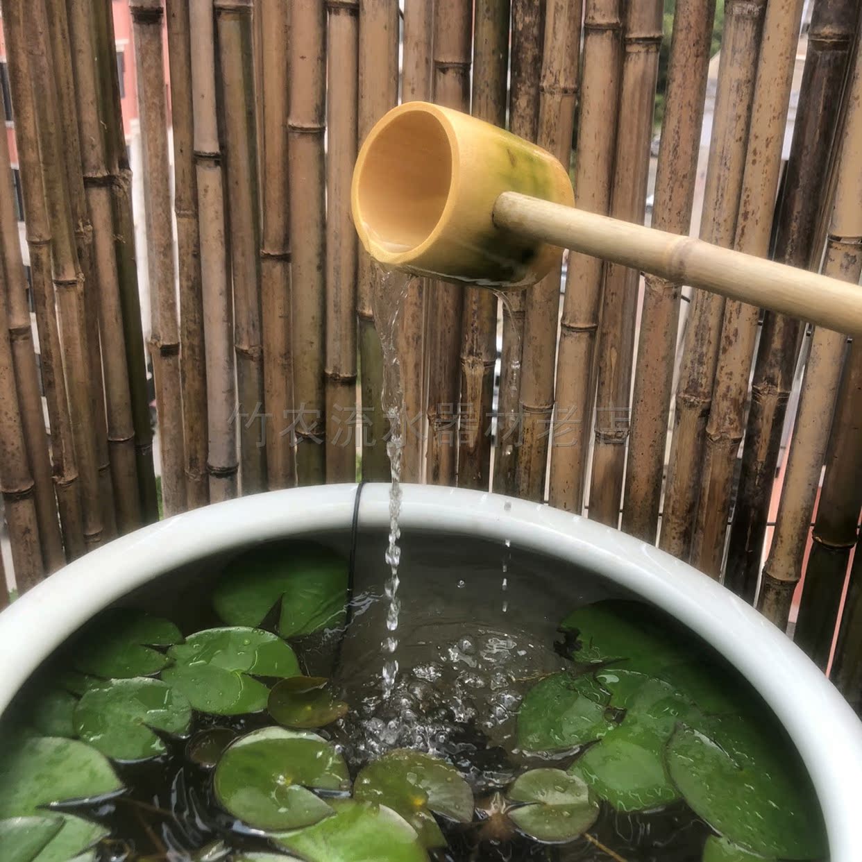 定制青竹水舀子幼儿园小朋友玩耍舀水道具竹子流水摆件浴佛节礼器