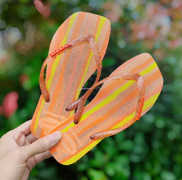 巴西正品Havaianas哈瓦那拖鞋平头闪彩带条纹女士防滑休闲人字拖