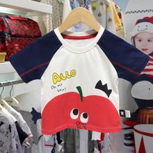 韩版童装夏款纯棉插肩袖短袖T恤运动轻薄透气上衣MS450401