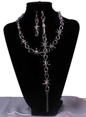 荆棘铁刺裤链男女ins土酷设计锁骨choker酷蹦迪嘻哈项链个性手链