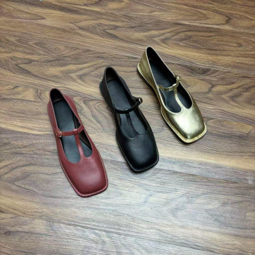 羊皮T字带玛丽珍鞋女舒适百搭