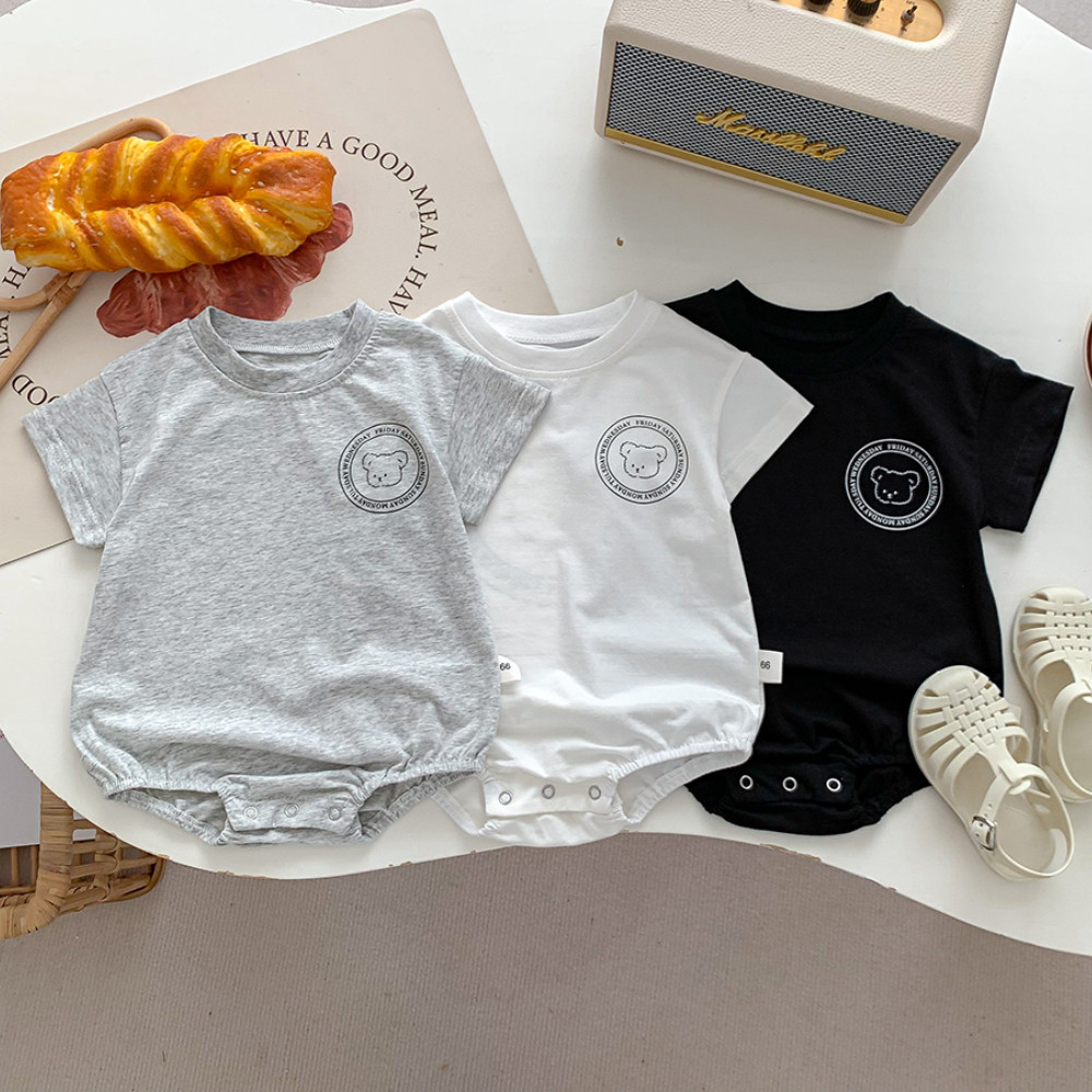 婴儿衣服夏季薄款连体衣男女宝宝卡通三角哈衣夏装短袖包屁衣爬服