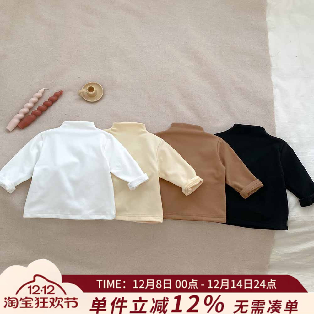 宝宝半高领上衣纯色百搭长袖T恤