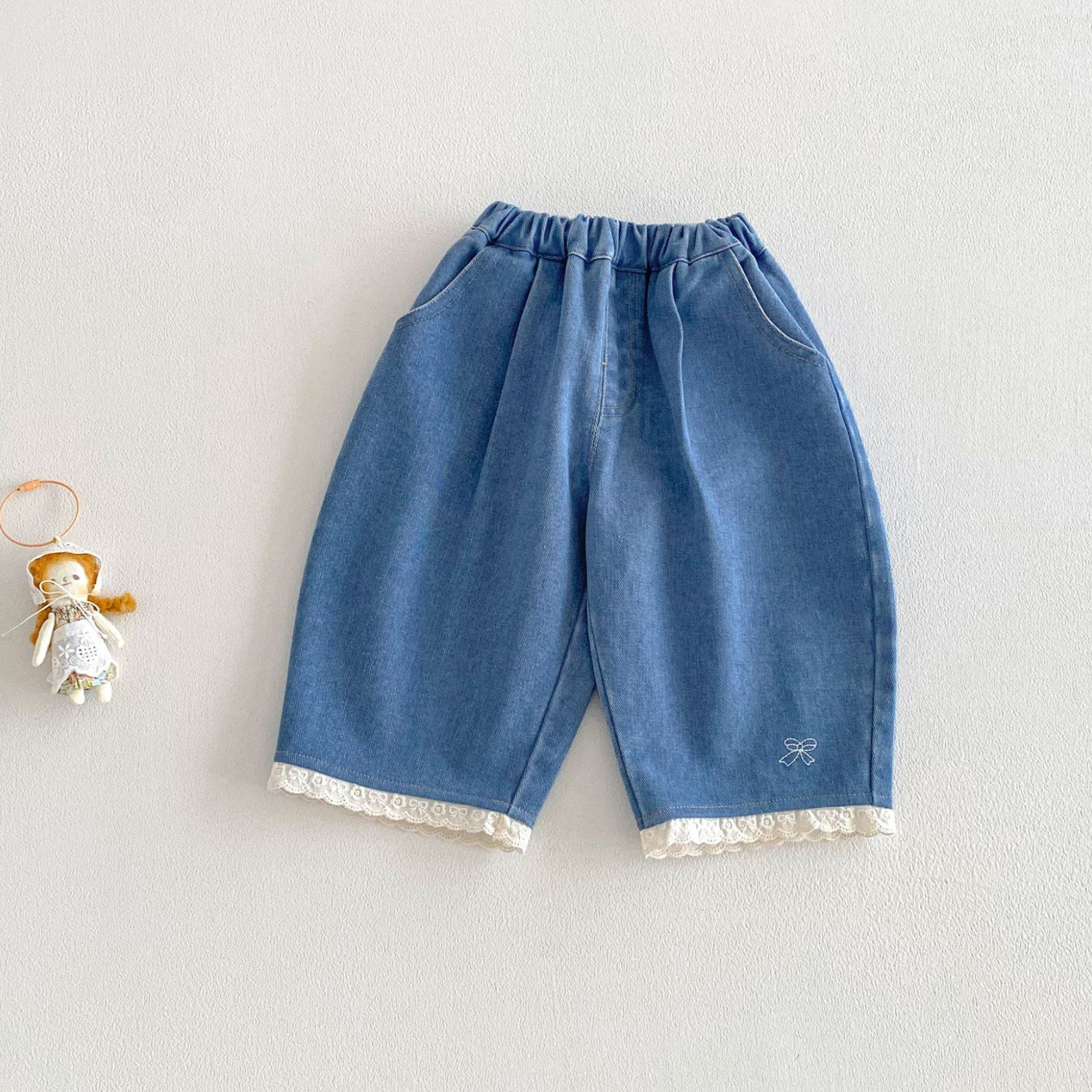 女童洋气牛仔裤2026新款春秋季宝宝韩版花边休闲裤外穿儿童裤子潮,童装/婴儿装/亲子装,儿童牛仔裤,淘宝优惠券,粉丝福利购,淘宝优惠卷