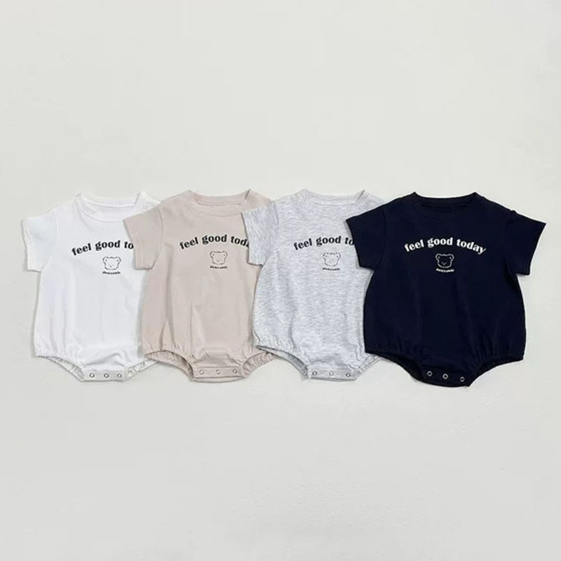 婴儿衣服夏季卡通小熊纯棉爬服宝宝宽松包屁连体衣薄款新生儿哈衣
