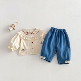 春季 春秋装 宝宝花边休闲裤 女童韩版 裤 2026新款 儿童时尚 子潮 牛仔裤