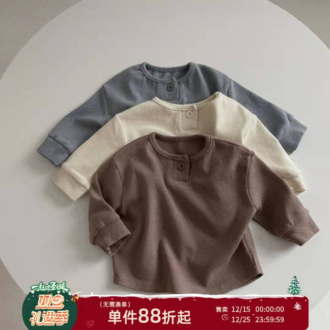 宝宝休闲开扣T恤圆领打底衫